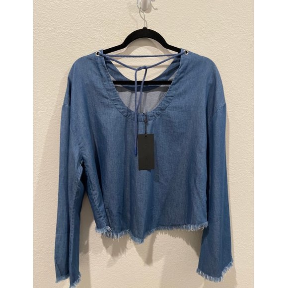 KENDALL&KYLIE Chambray Oversized Top - Picture 5 of 6